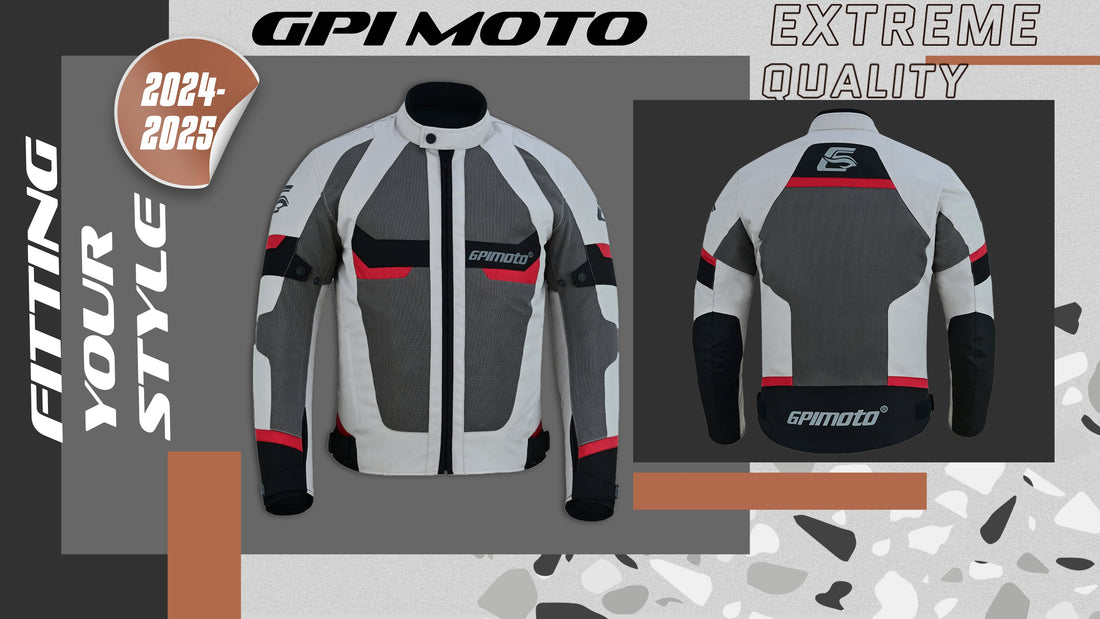 Rider wearing a GPI Moto jacket showcasing its windproof and waterproof features.