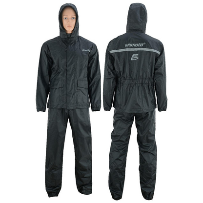 Motorcycle Rain Suit for Men and Women Weatherproof All-Season Riding Black