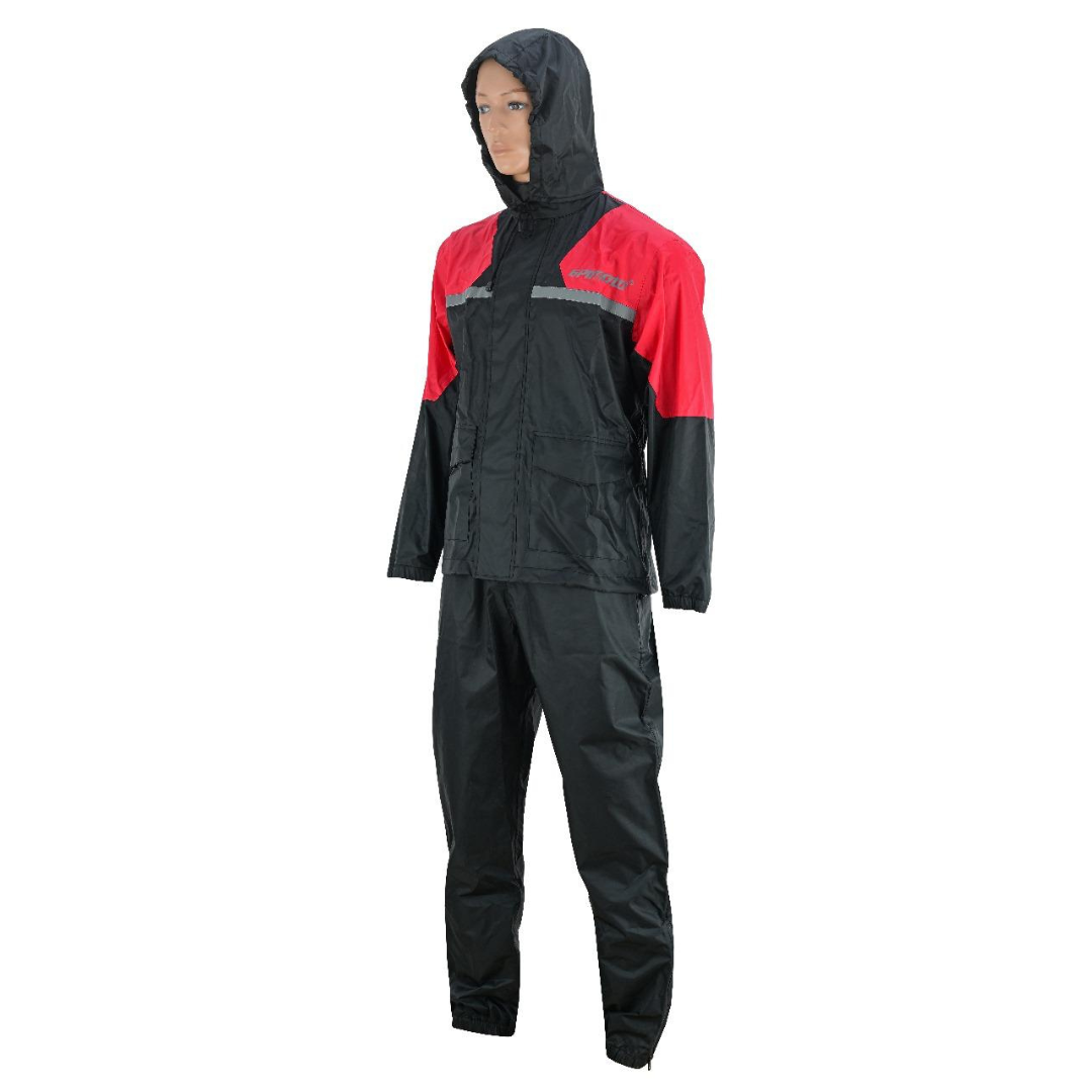 Motorcycle Rain Suit for Men and Women Weatherproof All-Season Riding Black/Red