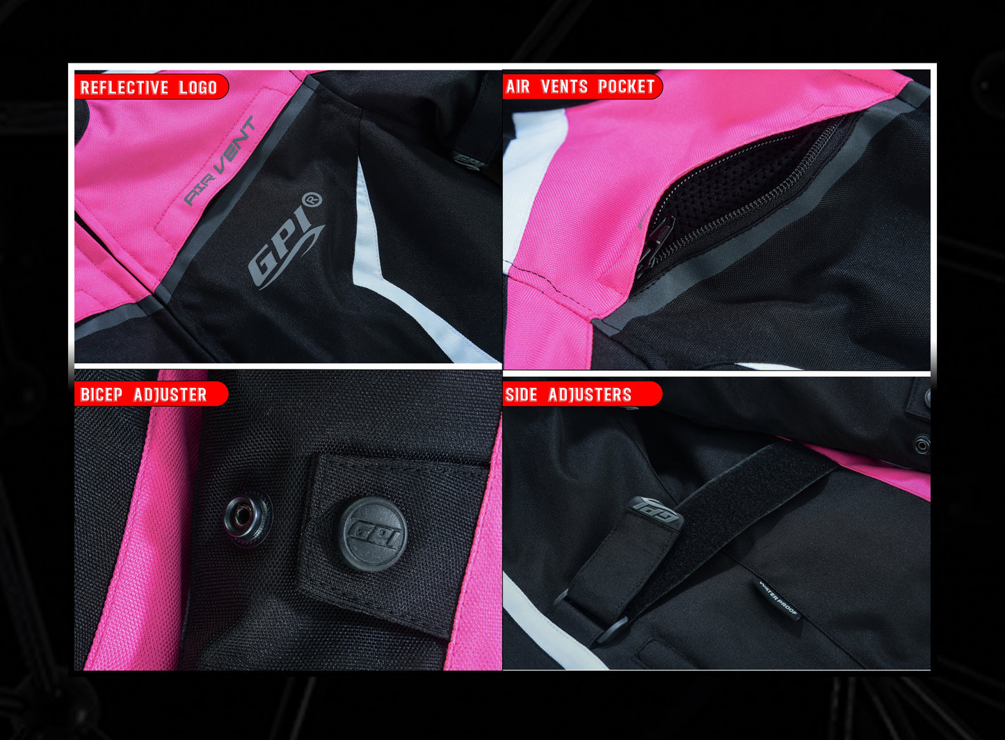 Women’s All-Season High Premium Quality Soft Motorcycle Jacket with 4 Pockets – Pink/Black