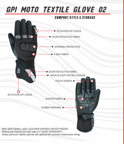 Softshell Water Proof Motorcycle Gloves Pair