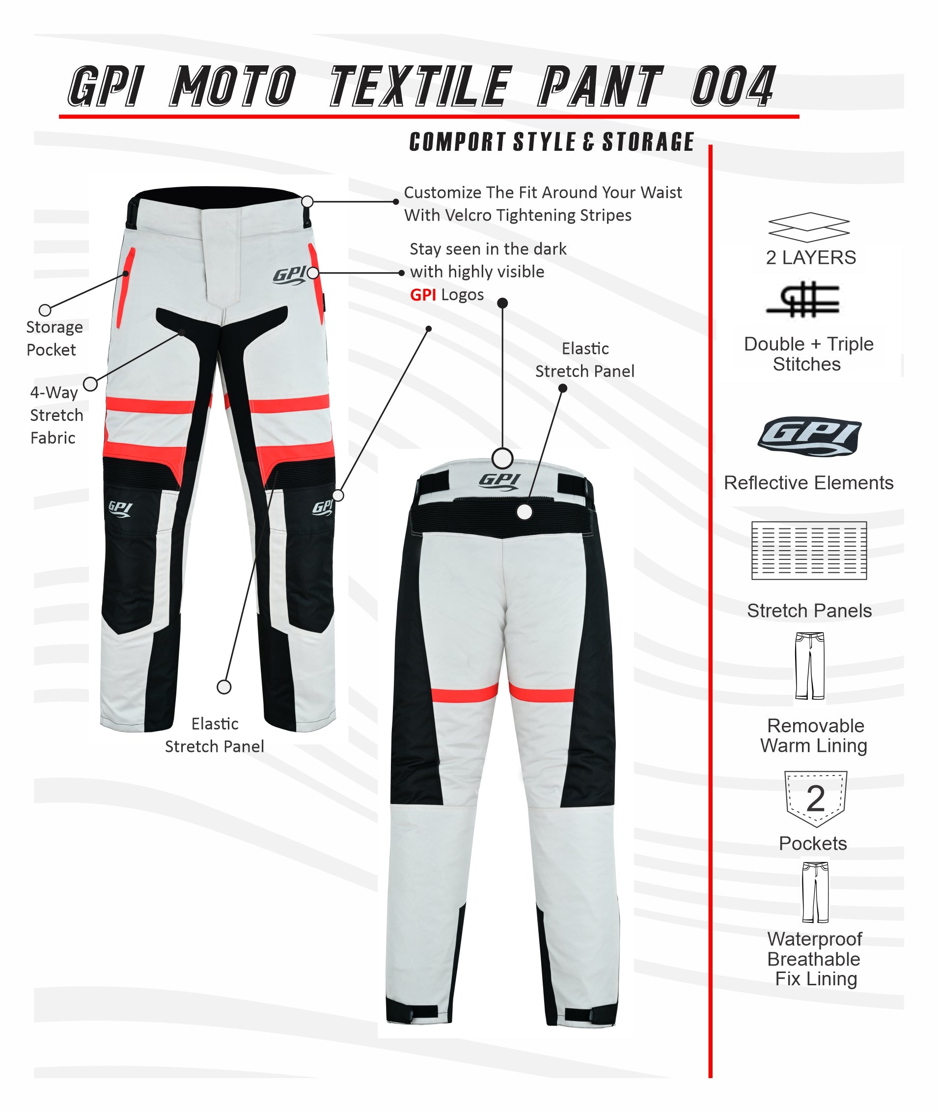 Durable Motorcycle Pants with Reinforced Protection - GPI Moto