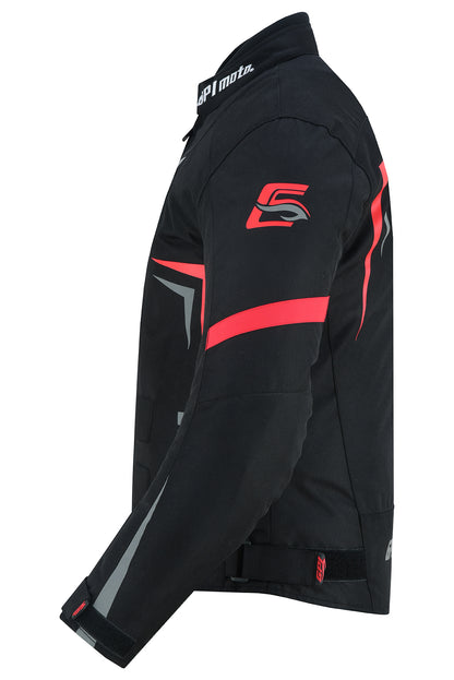 Men's All Season 4 Pockets Water Proof Motorcycle Black/Grey/Red Jacket