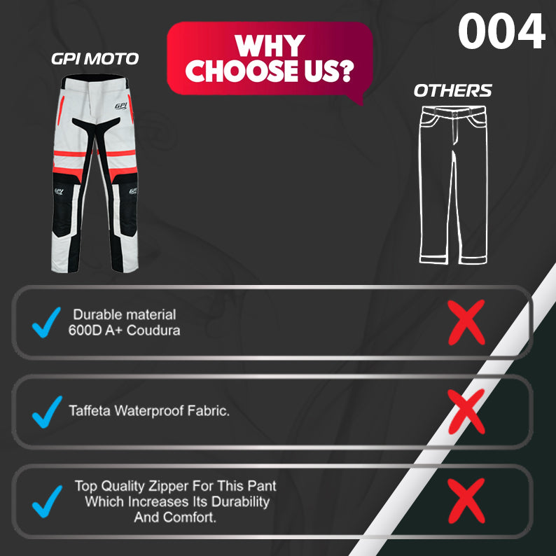 GPI Moto All-Weather Motorcycle Pants with Impact-Resistant Design